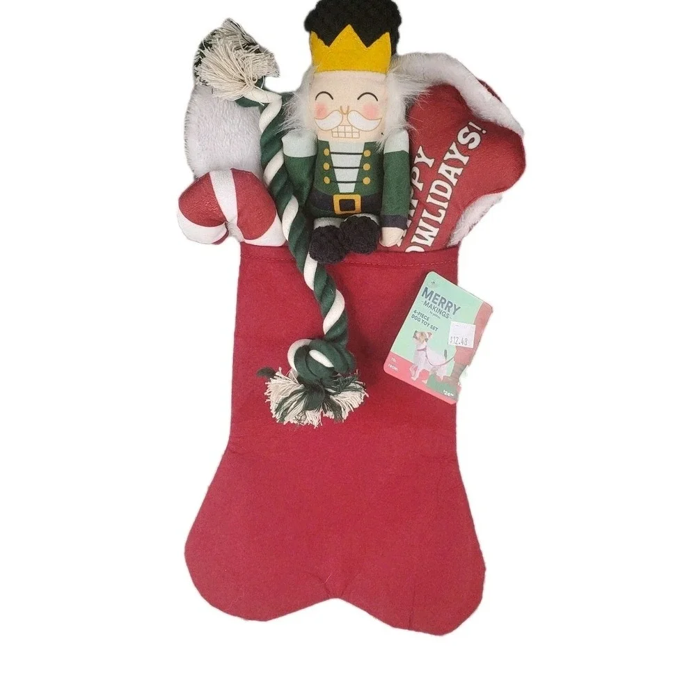 Merry Makings Red Premium Pre-stuffed Pet Stocking Dog‎ Toys, Medium Bone Shape